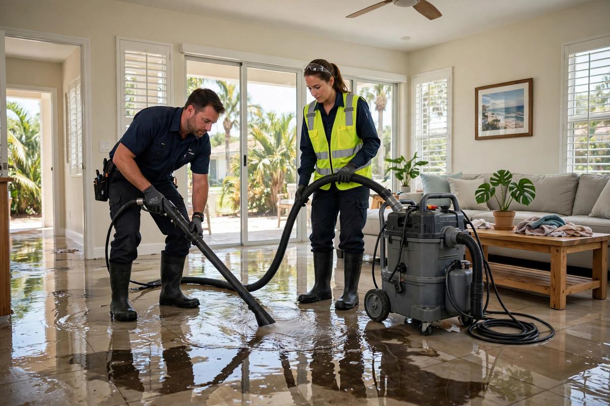 Flood cleanup in Naples FL after storm flooding