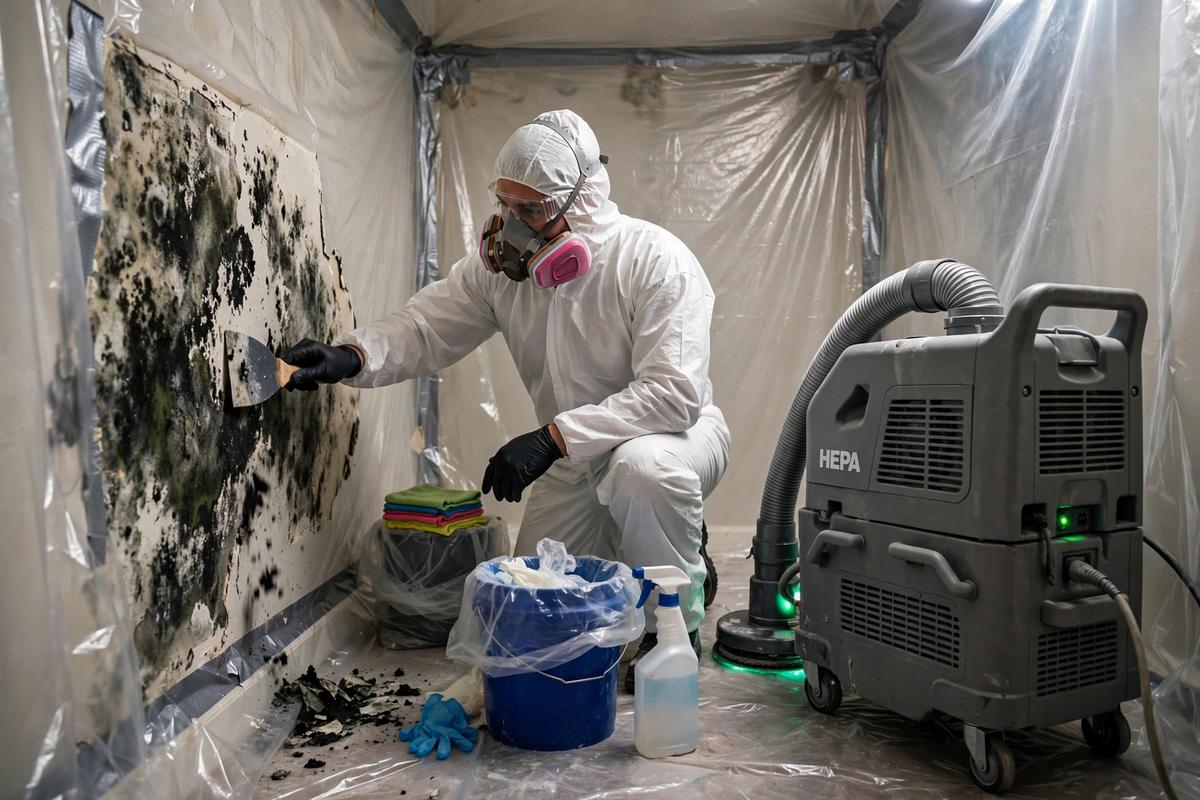 Mold remediation with containment and HEPA filtration in Naples FL